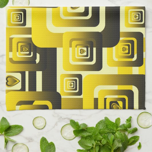 Activate My Heart Pattern キッチンタオル (折り畳み)