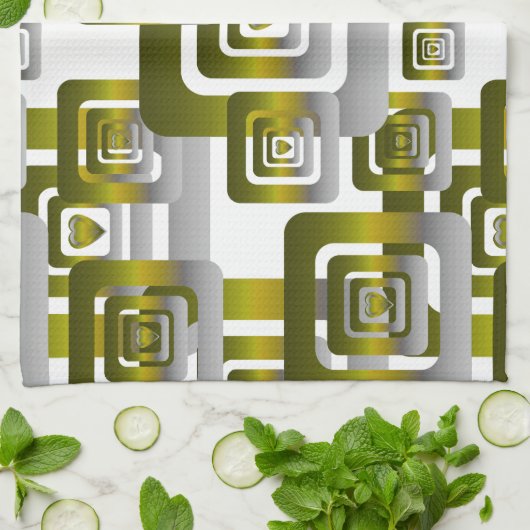 Activate My Heart Pattern Silver キッチンタオル (折り畳み)