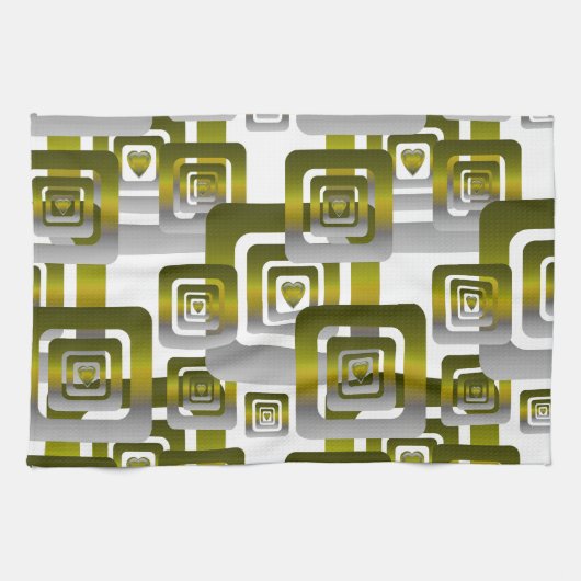 Activate My Heart Pattern Silver キッチンタオル (横)