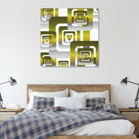 Activate My Heart Pattern Silver キャンバスプリント (インサイチュ (寝室))