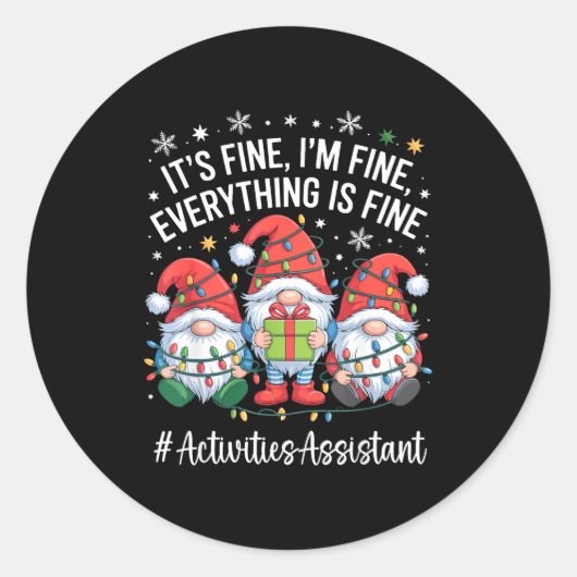 Activities Istant Gnome Everything Is Fine Christm ラウンドシール (正面)