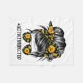 Activity Director Messy Hair Woman Bun Sunflower H フリースブランケット (正面(横))