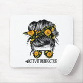 Activity Director Messy Hair Woman Bun Sunflower H マウスパッド (マウス)