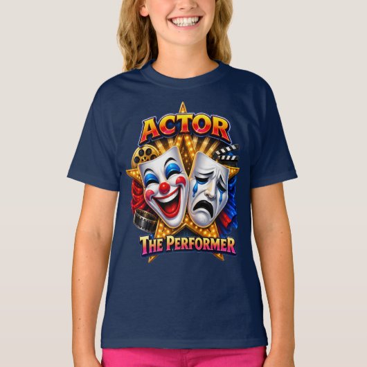 Actor - 演じる少女のダークTシャツ Tシャツ (正面)
