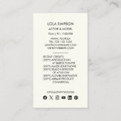 Actor Modelエンターテイメントプロフェッショナル写真 名刺 (裏面)