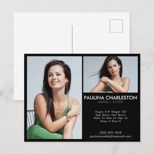 Actor Model Comp/Zed Card 2 Photo Promotion ポストカード (正面/裏面)