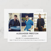 Actor Model Comp/Zed Card 3 Photo Whiteはがき ポストカード (正面/裏面)