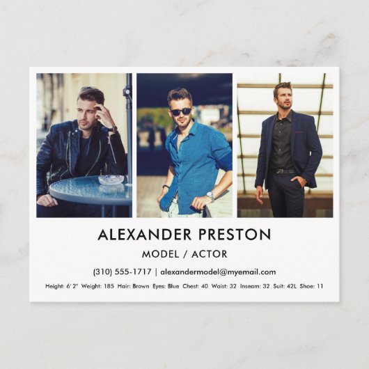 Actor Model Comp/Zed Card 3 Photo Whiteはがき ポストカード (正面)