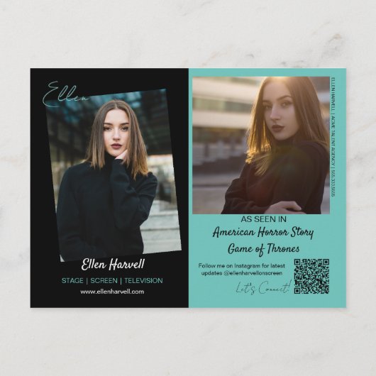 Actor Model Composite 3フォトプロモーションカードポストカード ポストカード (裏面)