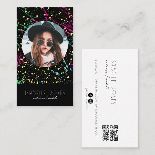 Actor Model Singer DJ写真QRコードソーシャルメディア 名刺 (正面/裏面)