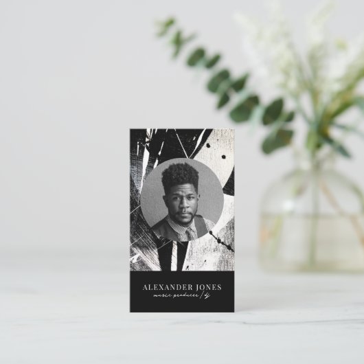 Actor Model Singer DJ Photo QR code Monochrome 名刺 (スタンド正面)