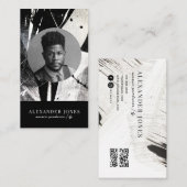 Actor Model Singer DJ Photo QR code Monochrome 名刺 (正面/裏面)
