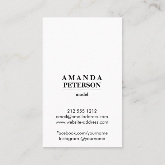 Actor Models モダン Dancer Photo horizontal 名刺 (裏面)