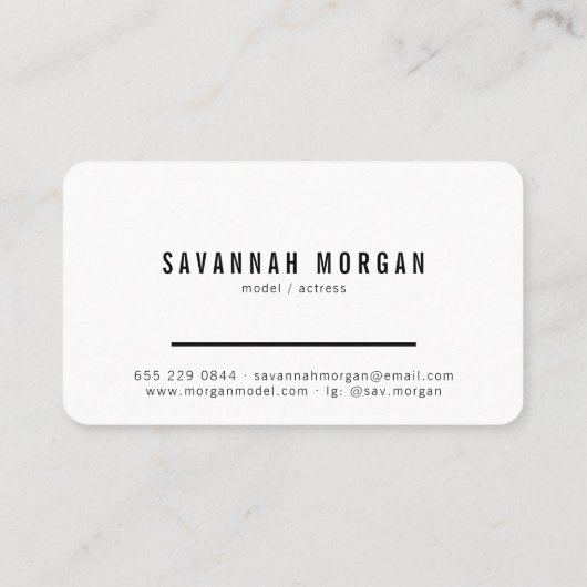 Actor models dancer photo モダン whiteタイポグラフィ 名刺 (裏面)