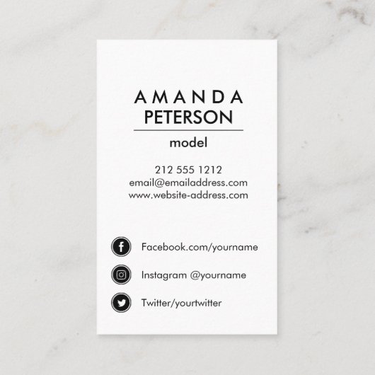 Actor Models Dancer Photo Social Mediaアイコン 名刺 (裏面)