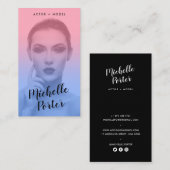 Actor models headshot photo blue pink gradient 名刺 (正面/裏面)