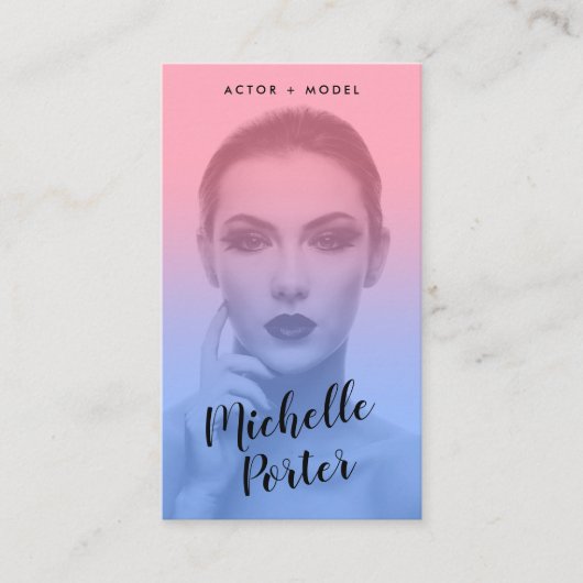 Actor models headshot photo blue pink gradient 名刺 (正面)