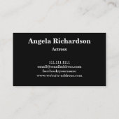 Actors and Models Modern Minimalist Business Card 名刺 (裏面)