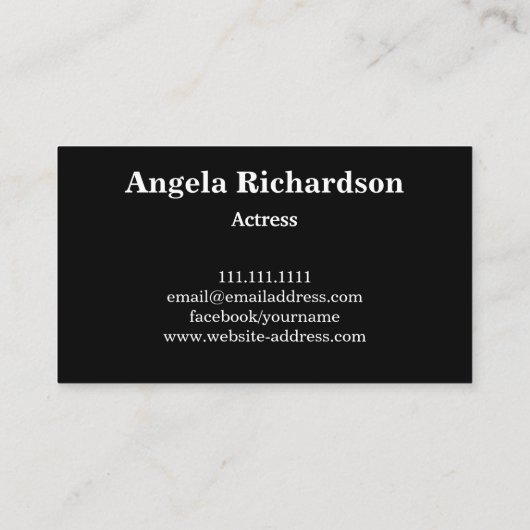 Actors and Models Modern Minimalist Business Card 名刺 (裏面)