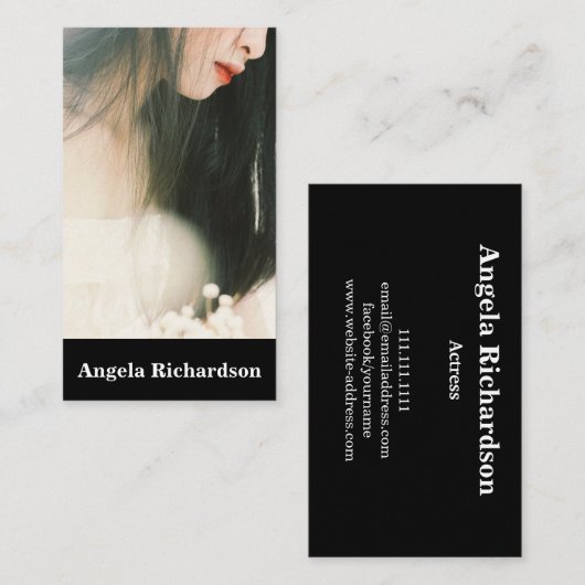 Actors and Models Modern Minimalist Business Card 名刺 (正面/裏面)