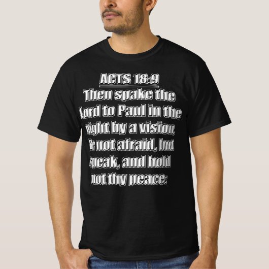 Acts 18 9 恐れるな 言葉を発せよ 聖書の言葉 tシャツ (正面)