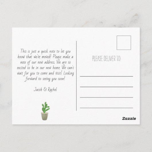 Actus新しい自宅住所の移動告知 ポストカード (裏面)