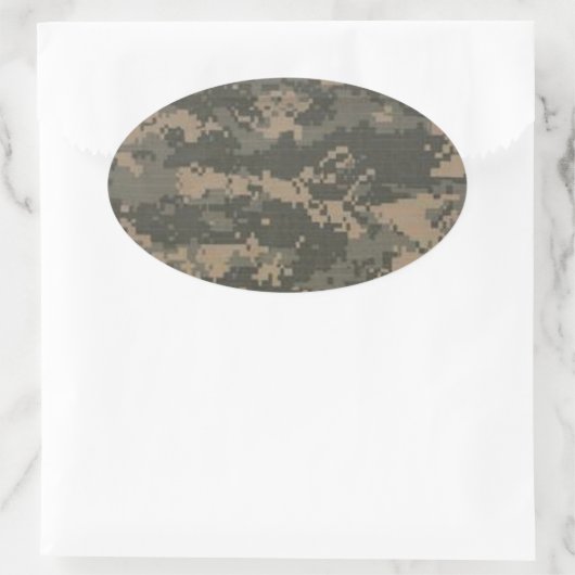 ACUデジタル迷彩柄迷彩 楕円形シール (バッグ)