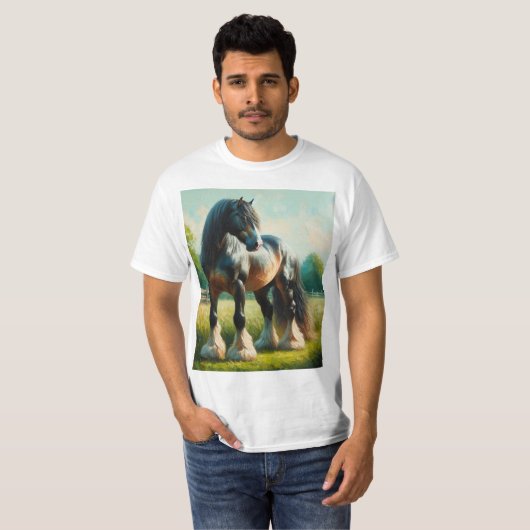 Acuarela caballo percherón tシャツ (正面フル)