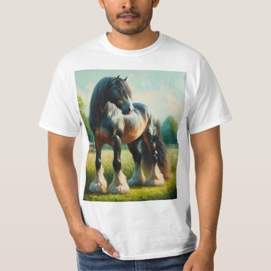 Acuarela caballo percherón tシャツ (正面)