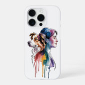Acuarela Canina Border Collie - Femenina iPhoneケース (裏面)