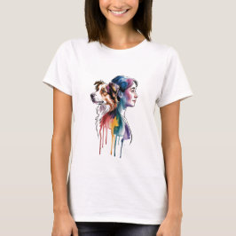 Acuarela Canina Border Collie - Femenina Tシャツ