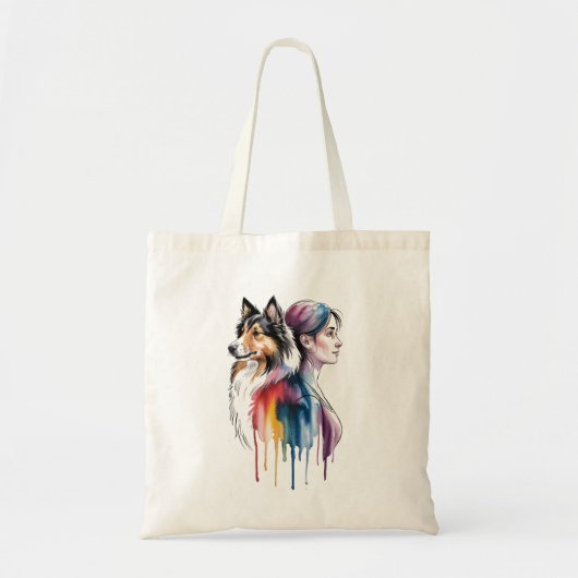 Acuarela Canina Sheltie - Femenina トートバッグ (正面)