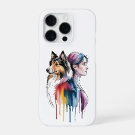 Acuarela Canina Sheltie - Femenina iPhone 16 Proケース