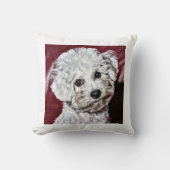 Acuarela de Bichon Frisé クッション (正面)