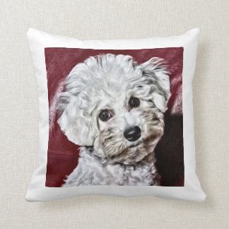 Acuarela de Bichon Frisé クッション
