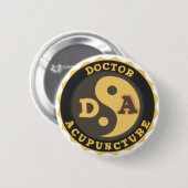 ACUPUNCTURE DAのロゴの陰陽のはすの花の博士 缶バッジ (正面&裏面)