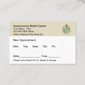 Acupuncture Office Appointment Cards Design 予約カード (裏面)