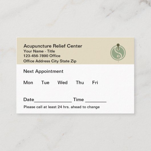 Acupuncture Office Appointment Cards Design 予約カード (裏面)