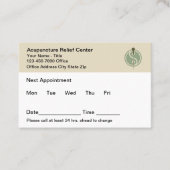 Acupuncture Office Appointment Cards Design 予約カード (正面)
