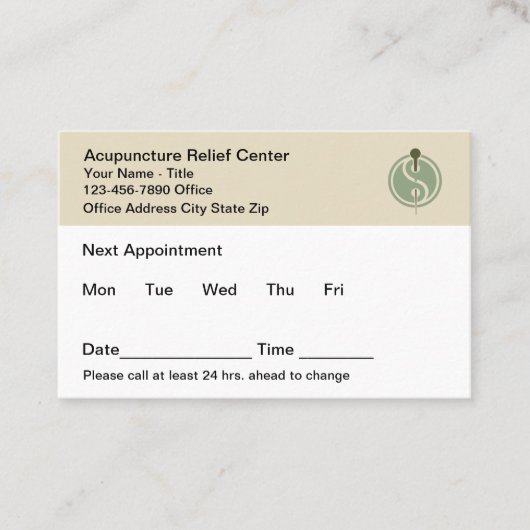Acupuncture Office Appointment Cards Design 予約カード (正面)