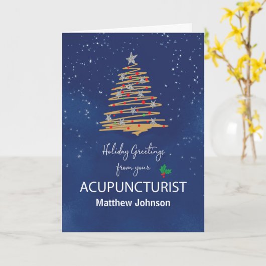 Acupuncturist Christmas Tree Customizable Namから カード (黄色い花)