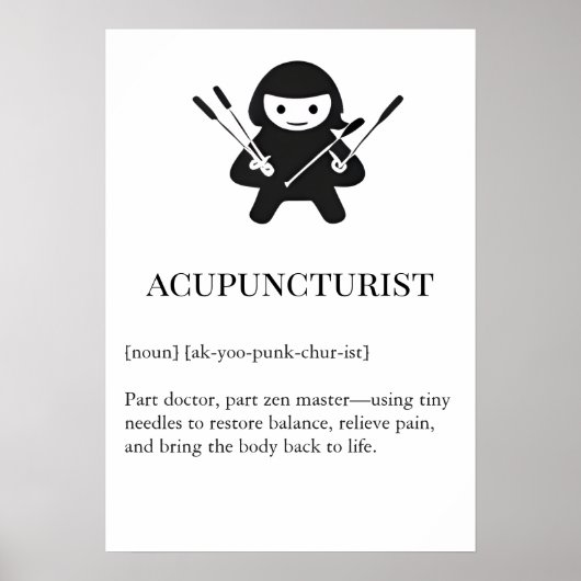 Acupuncturist Wall Art Gift | Needle Acupuncture ポスター (正面)
