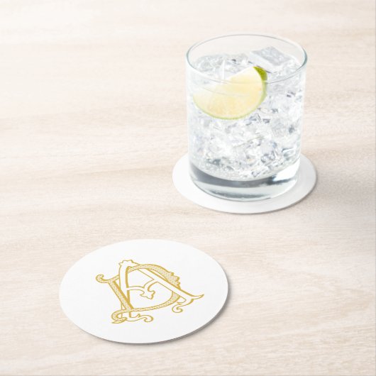 ADまたはDAのモノグラムコースターアンティークヴィンテージの金ゴールド ラウンドペーパーコースター (インサイチュ)