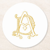 ADまたはDAのモノグラムコースターアンティークヴィンテージの金ゴールド ラウンドペーパーコースター (正面)