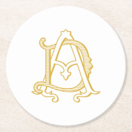 ADまたはDAのモノグラムコースターアンティークヴィンテージの金ゴールド ラウンドペーパーコースター