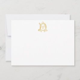 ADまたはDAモノグラムヴィンテージアンティーク金ゴールドノートカード ノートカード