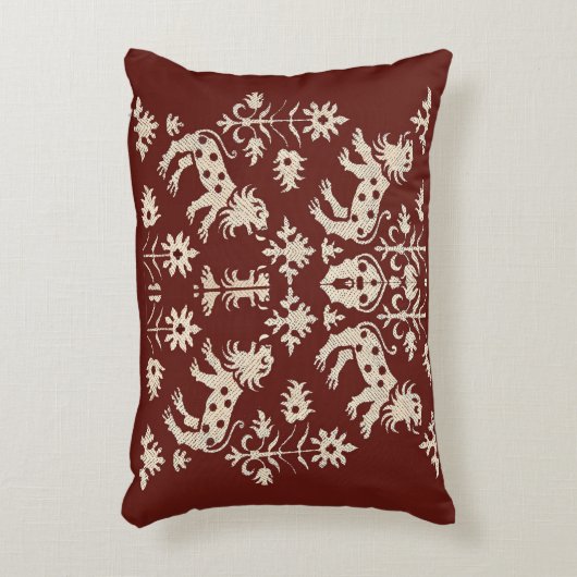 AD 1200年代の斑点のあるライオンズプリント アクセントクッション (正面(垂直))