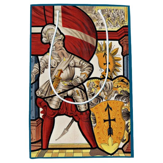 AD 1600スイス兵プリント ミディアムペーパーバッグ (正面)