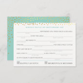 AD LIB RSVP応答おもしろい素朴な金ゴールド紙吹雪ミント 出欠カード (正面/裏面)