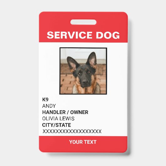 Adaカーパーソナライズされたドサービスの犬の写真ID バッジ (正面)
